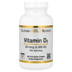 California Gold Nutrition, витамин D3,50mcg(2,000IU), рыба желатин soft гель 360 шарик 