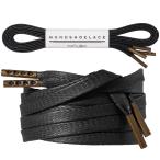 [MONDSHOELACE] 蝋引き靴紐 平紐石目柄5.5mm | 金属セル 太め 革靴向き (120cm, ブラック)
