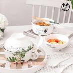 ラーメン丼 インスタントラーメン鉢 蓋付きセラミック国産ラーメン丼 電子レンジ対応の日本の食器 軽い 株式会社錦 割れにくい 無料のスプーンと箸