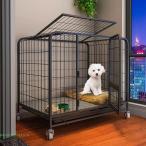 犬ケージ犬用サークル犬小屋,頑丈の犬用ケージ犬小屋錦室内/屋外中型犬ケージ,金属製の犬用ケージクレートトレイとキャスター付きで、トップ