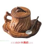 マグカップ 木の切り株の形のコーヒーカップの受け皿とスプーンセット手作り小さなデスクカップ蓋255ml セラミックマグカップティーカップ 冷たい/温かい飲み物
