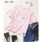 トップス チュニック ビッグシルエット袖チュール切替転写プリントＴシャツ 女の子 子供服 ジュニア服 ニッセン nissen