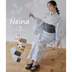 浴衣 レディース 綿100% 3点セット +くすみへこ帯+下駄 〔Neina〕 夏 ゆかた 大人 花火大会 和装 ニッセン nissen