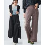 パンツ レディース スウェード調 ストレート 美脚 ボトムス ズボン S/M/L/LL ニッセン nissen