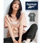  спорт одежда tops женский Logo принт .. Silhouette короткий рукав футболка . пот скорость .UV cut форма устойчивость Reebok лето L/LL/3Lnisennissen