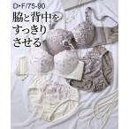 ブラジャー ショーツ セット 大きいサイズ レディース 脇高エレガントなフラワー刺しゅう ブラショーツ 女性 インナー パンツ D85_LL/D90_3L ニッセン nissen