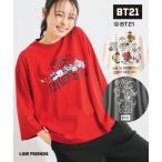 ショッピングbt21 Tシャツ カットソー レディース BT21 ルーズシルエット7分袖Tシャツ 秋 | S〜M | ニッセン nissen