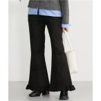 ワイドパンツ レディース スエードポンチ裾フリルフレア パンツ 冬 ゆったり 体型カバー 美脚 ボトムス ズボン | M | ニッセン nissen