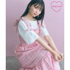 ワンピース ロング マキシ レディース チェック柄 ショルダー リボン marun 夏 ひざ下 | 5L〜6L/8L/10L | ニッセン nissen