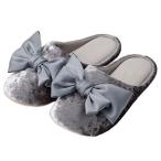 ルームシューズ(リボン グレー M　ngRSx6a ) デコホーム ニトリ