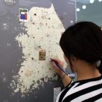 壁掛け 韓国地図 デコ・トラベル・コリアマップ ゴールドグレー