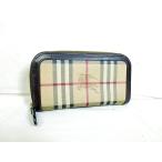 美品　BURBERRY　バーバリー　ノバチェック　ラウンドファスナー長財布