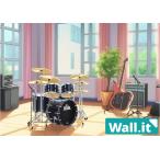 Wall.it A4 フィギュアディスプレイケース専用背面デザインシート 横向 軽音 音楽部 部室 学校 教室 リビング 楽器 ドラム ギター ベース けいおん