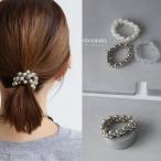ボールゴム ヘアゴム 透明 シルバー パール ブレスレット おしゃれ シンプル オフィス プレゼント ヘアアクセサリー まとめ髪