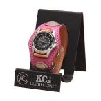 腕時計 ケイシーズ（KCs） エキゾチック スリーコンチョ ピンク ウォッチブレス スムース オーストリッチ KPR502G