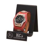 腕時計 ケイシーズ（KCs） エキゾチック スリーコンチョ レッド ウォッチブレス スムース オーストリッチ KPR502B