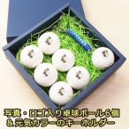 卓球ボール 写真入り6個 ＆元気カラー キーホルダー パラコード / ジャパントップクリーントレ球 / 卓球 ボール 名入れ ピンポン玉 ギフト プレゼント 還暦