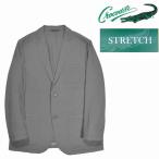 [クロコダイル] テーラードジャケット ピンヘッド柄 ストレッチ ニット編み軽量ブレザー 夏物 　LLサイズ　2グレー 1604-33400