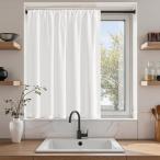 Topfinel カフェカーテン レース リネン風 小窓用 80cm丈 ホワイト 1枚 レースカーテン 透けない 外から見えにくい 目隠し 半遮光 断