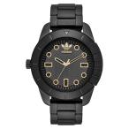 アディダス 時計 人気 スーパースター 黒金 重厚感あるシックなブラック ステンレス レナな左リューズ 10気圧防水 48ミリ ビックフェイス あすつく 腕時計