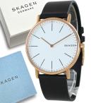 スカーゲン メンズ シグネチャー チタニウム ブラック レザー 腕時計 手表 記念日 爆買 成人 卒業 入学