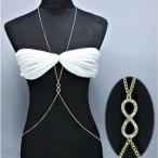 海外セレブ愛用 ボディーネックレス ゴールドチェーン ラインストーン付き シンプル ウエストチェーン ベリーチェーン ボディーチェーン アクセサリー