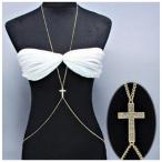 海外セレブ愛用 ボディーネックレス ゴールドチェーン クロス付き シンプル ウエストチェーン ベリーチェーン ボディーチェーン アクセサリー レディー