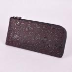 印傳屋 印伝屋 財布 束入A 長財布タイプ  紫地黒漆 花唐草
