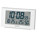 セイコー クロック 置き時計 目覚まし時計 電波 デジタル カレンダー 快適度 温度湿度表示 01_白パール 本体サイズ_8.5×14.8×5.3cm