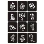 ステンシルシール P03 A4台紙 複数絵柄 アート作品 ヘナタトゥー用 グリッタータトゥー用