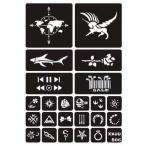 ショッピングアート作品 ステンシルシール S06 A4台紙 複数絵柄 アート作品 ヘナタトゥー用 グリッタータトゥー用