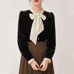 ボウタイブラウス長袖ブラウスシャツトップス春秋冬レディースおしゃれかわいい...