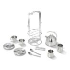 ショッピングmelissa 【並行輸入品】Melissa & Doug Stainless Steel Tea Set & Storage Stand Toy Meliss