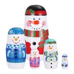 ショッピングsnowman 【並行輸入品】 Wooden Snowman Nesting Dolls 5 Layers Russian Matryoshka Stackin