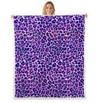 【並行輸入品】ヒョウ柄ふわふわブランケット パープルチータープリント シェルパブランケット 野生動物テーマ フリース スローブランケット ソファ