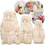 ショッピングsnowman 【並行輸入品】 AEVVV Unfinished Russian Christmas Crafts Set 7 pcs   Unpainted