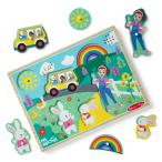 ショッピングmelissa 【並行輸入品】Melissa & Doug Ms. Rachel 木製ソングペグパズル 6ピース 光で作動するサウンドパズル フルソング付き 幼