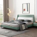 【並行輸入品】 DLCQIJI Mid Century Queen Size Genuine Leather Wood Bed Upholste