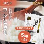 米 米20kg 無洗米 20kg 新鮮密封パック 送料無料 米 お米 コシヒカリ こしひかり 特別栽培米 野沢農産 長野県産 北信産 精米 5kg ×4袋 ブナの水 令和6年産