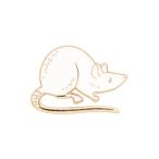 ピンズ ピン バッジ ブローチ (ねずみ　ネズミ 鼠)白 ホワイト 送料無料