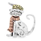 ピンズ ピン バッジ ブローチ (銀 シルバー ) マフラー 金 銅 マフラー 帽子  ネコ 猫   送料無料