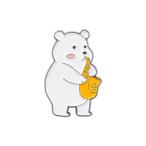 ピンズ ピン バッジ ブローチ　 ( サックス 楽器 くま クマ 熊 ) アニマル 動物 送料無料