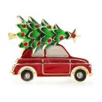 ピンズ ピン バッジ ブローチ ( 赤い車 くるま モミの木 クリスマス ) 乗物 送料無料