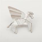 ピンズ ピンバッジ ブローチ 銀 シルバー (ペガサス) アニマル 動物 折り紙　折紙 送料無料