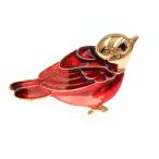 ピンズ ピン バッジ ブローチ エナメル ゴールド 顔金 (右向き 小鳥 ) 赤 レッド トリ 鳥 送料無料