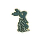 ピンズ ピン バッジ ブローチ (うざき ウザキ 兎 右向　深緑 ) アニマル 動物 折り紙　折紙 送料無料