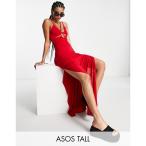 ショッピングビーチウェア エイソス (ASOS Tall) レディース ビーチウェア 水着・ビーチウェア Tall Strappy Detail Jersey Beach Maxi Dress In Red (レッド)