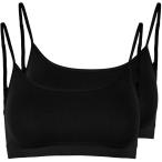 ピーシーズ (Pieces) レディース ブラジャーのみ インナー・下着 Rib Seamless 2-Pack Bra Top (Black)