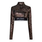 pa-m Angel s(PALM ANGELS) lady's bare top * tube top * cropped pants tops Palm Tpe Sequin Ls T Ld34 (Brwn/Blk)