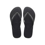 ハワイアナス (Havaianas) レディース ビーチサンダル シューズ・靴 Slim Glitter Flip Flop Sandal (Black/Dark Metallic Grey)